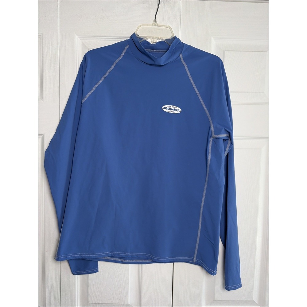 Solumbra Surf Rash Guard Mens Size L Blue SPF 100+ Sun Shirt Long Sleeve Beach
